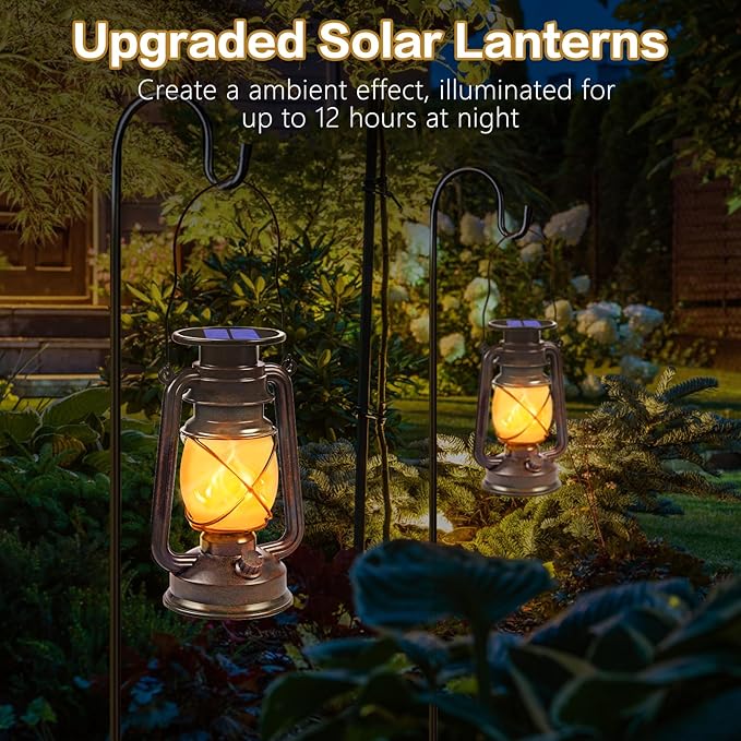 Solar Hanging Lanterns 2-Pack, Outdoor Hanging LED Decor