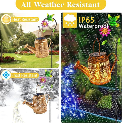 Solar Lanterns Outdoor Waterproof, Hummingbird Watering Can Garden Decor, Hanging Solar Path Lights Yard Art, Outside Patio Decoration Gardening Christmas Gift for Mom Grandma Women with Shepherd Hook