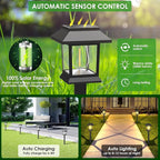 12-Pack Black Solar Path Lights, Outdoor Driveway LED