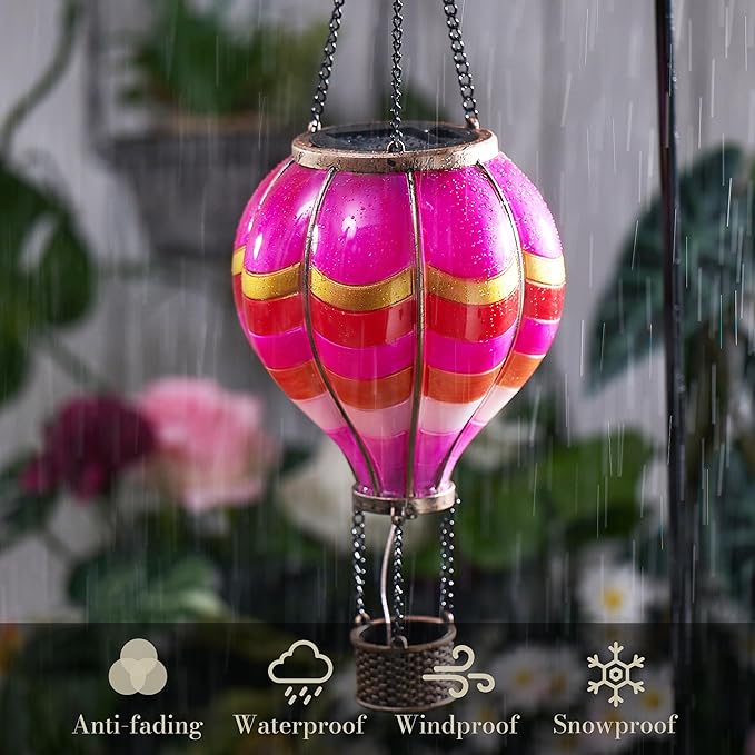 Courtyard Solar Hanging Lanterns, Metal Backyard Decor