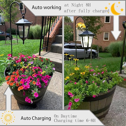 Viewsun 34 Inch Hanging Solar Lights, Shepherd Hook Lights with 2 Shepherd Hooks Waterproof Outdoor Decorative Solar Lantern Lights for Garden Decor, Patio, Backyard, Pathway, 6PACK