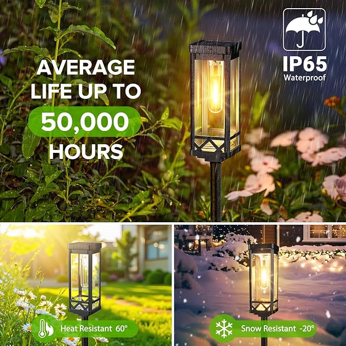 Solar Pathway Lights 4-Pack, Garden LED