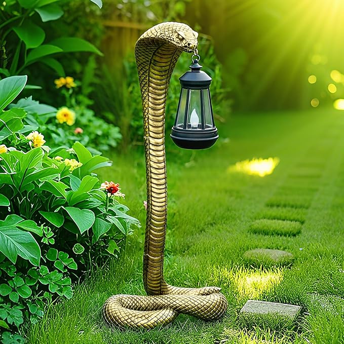 19.29" Solar Snake Garden Statue Light, Outdoor Decor