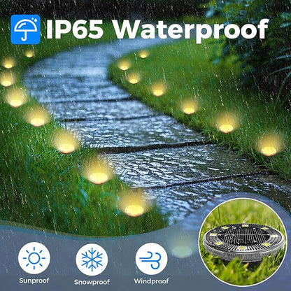 Peasur Mini Solar Ground Lights, 24 Pack Flat Solar Disc Lights Outdoor Waterproof, 2.3 Inch Small Solar Garden Lights Landscape Lighting for Outside Pathway Garden Yard Lawn Walkway,Warm White
