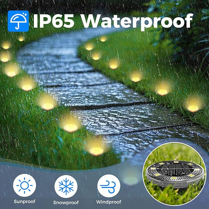 Peasur Mini Solar Ground Lights, 6 Pack Flat Solar Disc Lights Outdoor Waterproof, 2.3 Inch Small Solar Garden Lights Landscape Lighting for Outside Pathway Garden Yard Lawn Walkway,Warm White