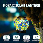 Mosaic Solar Hanging Lanterns, Metal Garden Decor