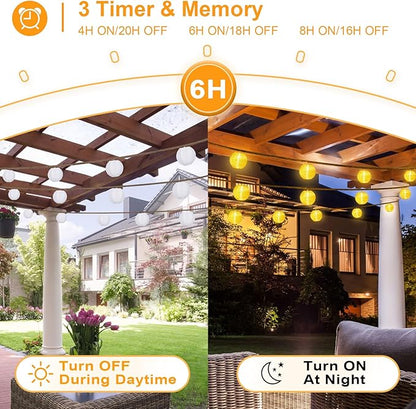 Solar Lantern String Lights Waterproof Outdoor, 40ft 40Led Warm White & Multi-Color Garden Lights Hanging Hemp Rope Nylon Lanterns with Remote, Timer for Yard, Balcony, Fences, Porch