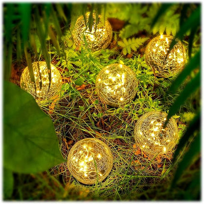 Honoson Solar Globe Lights Outdoor - Waterproof Cracked Glass Balls for Garden, Patio, Lawn & Yard, Warm White Solar LED Lights with Easy Installation & Durable Design(3.9 Inch,8 Pieces)
