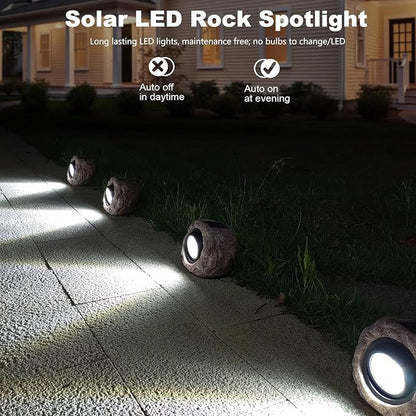 Solar Garden Lights Outdoor Super Bright Solar Rock Spot ligths Outdoor 2 Pack Led Landscape Lighting for Pathway Lawn Patio Porch Yard Walkway