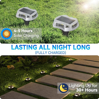 4Pack Solar Driveway Lights, Aluminum Alloy Solar Deck Light,IP68 Outdoor Waterproof Marine Dock Lights, Multi-Color LED Driveway Markers for Driveway Sidewalk Pathway[RGB/Fix-Color/Strobe]
