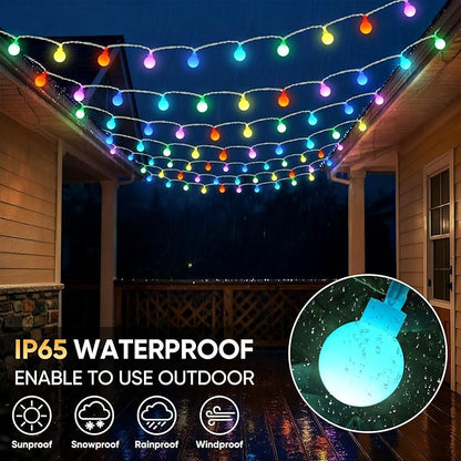 66FT Color Changing String Lights, Connectable Globe String Lights Plug in with Remote, 120 LEDs 128 Modes Christmas Lights Outdoor Waterproof for Patio Tent Camping Bedroom Classroom Party Xmas Decor