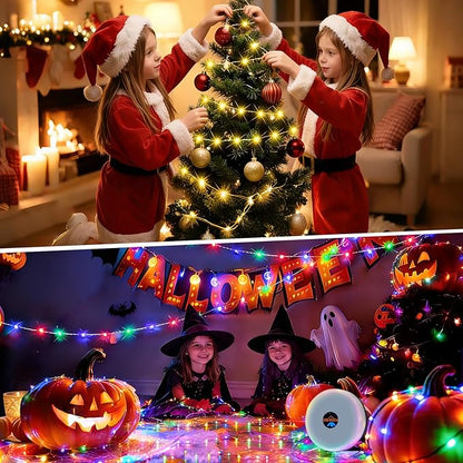 2-Pack Camping String Lights, 4-in-1 Quick-Closing, 32.8-Foot Rechargeable Tent Lights, 8 Lighting Modes, Portable LED Lights, Christmas Fairy Lights Party Decorations Camping Essentials