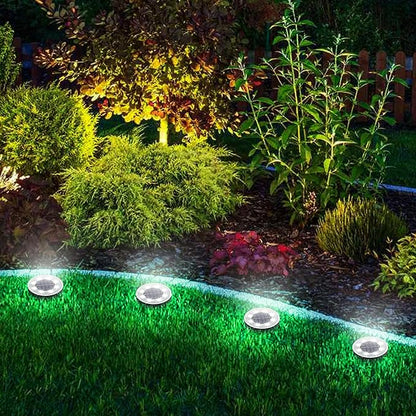 Joomer Solar Ground Lights, 4 Pack 8 LED Solar Lights Outdoor Waterproof IP68 Disc Light Landscape Lighting Garden Light for Patio Pathway Lawn Yard Driveway Walkway(White)