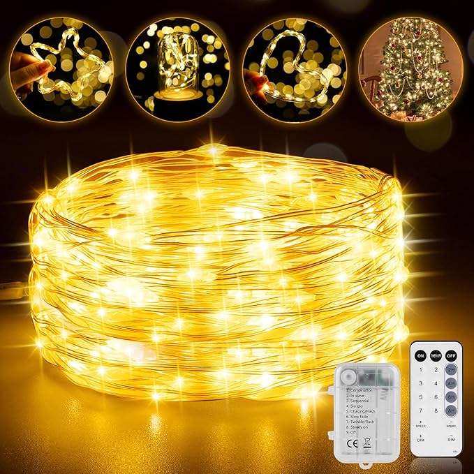 Warm White Backyard String Lights, 33ft Weatherproof LED
