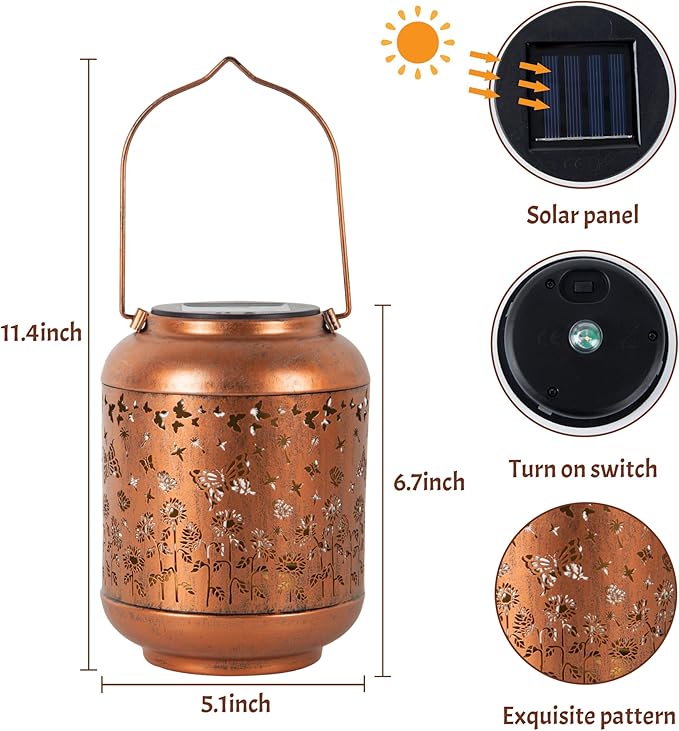 Solar Lanterns Outdoor Waterproof, Butterfly Gifts for Women, Solar Lights for Backyard Porch Patio Table Yard Balcony Lawn Pathway