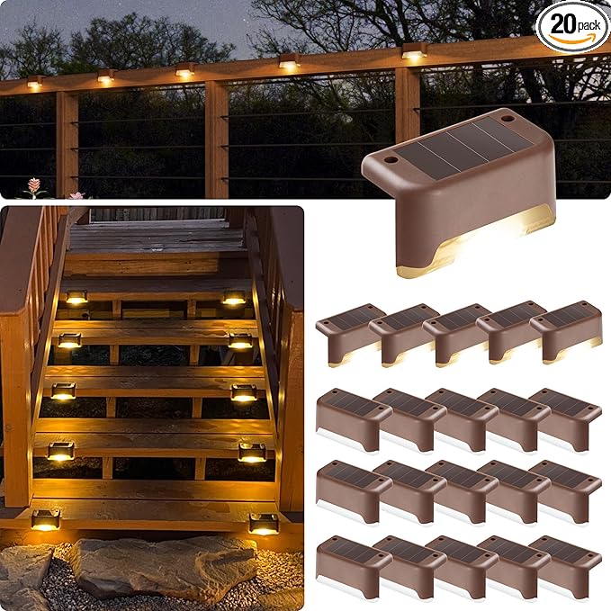 Solar Step Lights 20-Pack, Waterproof Deck
