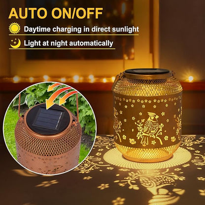 2 Packs Cardinal Solar Lanterns Outdoor Waterproof, Cardinal Birthday Gifts for Women Mom Men, Metal Hanging Bird Decorative Lanterns for Yard Patio Lawn Garden Decor