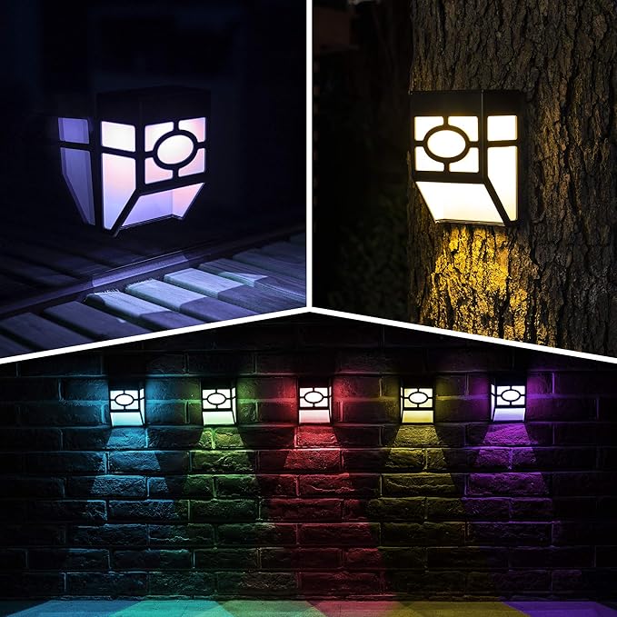 Solar Deck Lights, RGB Waterproof LED