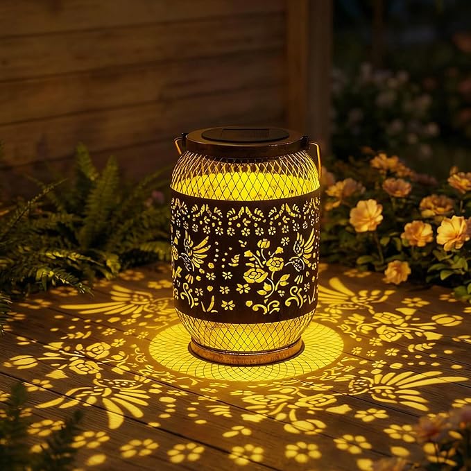 Solar Lantern Outdoor Waterproof,Hummingbird Garden Decor,Birthday Gifts for Women Mom Grandma,Metal Hanging Solar Lights Decorations Outside for Patio,Yard,Porch,Backyard,Lawn
