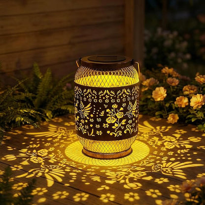 Solar Lantern Outdoor Waterproof,Hummingbird Garden Decor,Birthday Gifts for Women Mom Grandma,Metal Hanging Solar Lights Decorations Outside for Patio,Yard,Porch,Backyard,Lawn