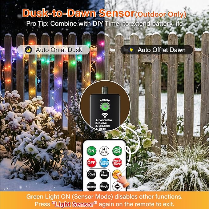 Christmas Fairy Lights, 66ft 200 LED Battery Twinkle Lights
