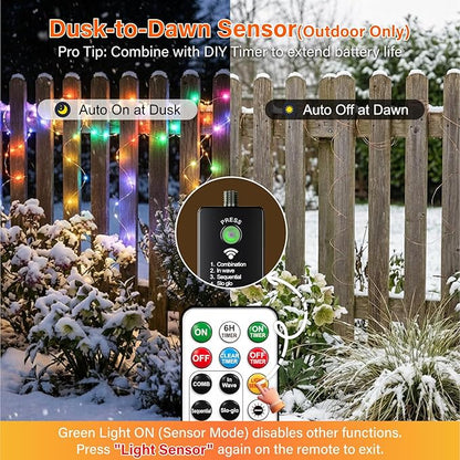 Christmas Fairy Lights, 66ft 200 LED Battery Twinkle Lights
