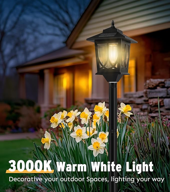 Warm White Solar Fence Post Caps 2-Pack, Yard LED
