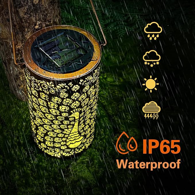 Peacock Solar Yard Lanterns, Classic Waterproof LED