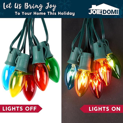 Joiedomi Christmas C9 Pathway Lights Outdoor Decorations 24 Packs, 30.75ft Xmas Multicolor Pathway Marker String Lights for Holiday Waterproof Outside Yard Garden, Party, Walkway Decor