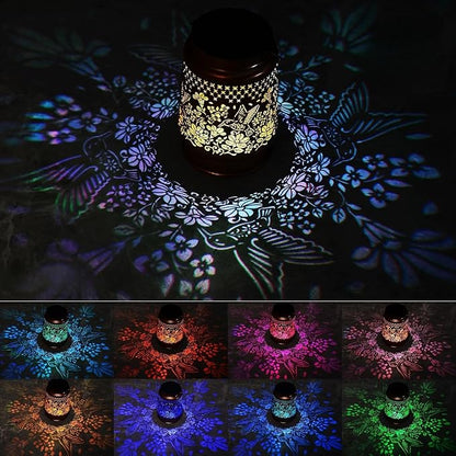 Hummingbird Solar Colorful Lanterns Outdoor Waterproof Hanging, Automatic Color Changing Light, Metal Decor Lanterns for Garden Patio Yard Lawn Backyard, Gifts for Women Mom Grandma