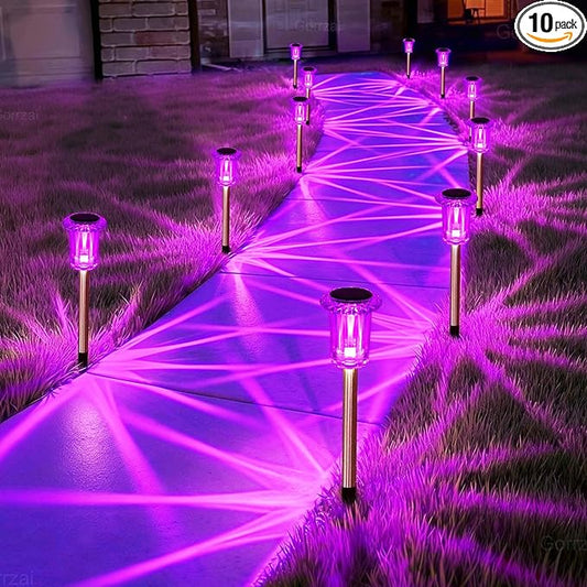 Christmas Solar Lights Outdoor 10 Pack Solar Pathway Lights Outdoor Halloween Decorations Waterproof Yard Lighting for Driveway Garden Walkway Path Landscape Lawn