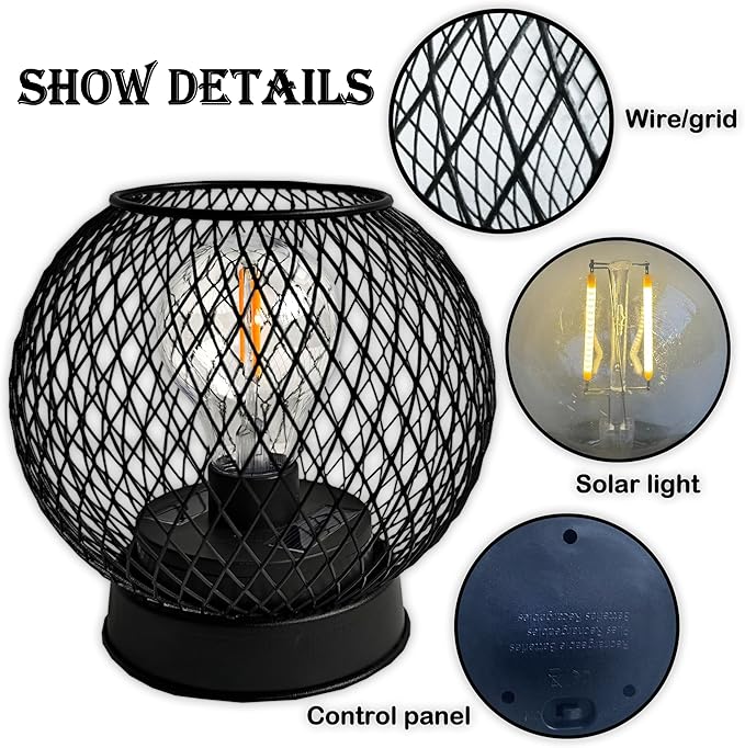 Solar Lanterns Outdoor Waterproof Tabletop Decorations, Solar Powered Metal Lantern with LED Bulb,Vintage Lantern for Parties, Lawn,Patio, Passage Decor
