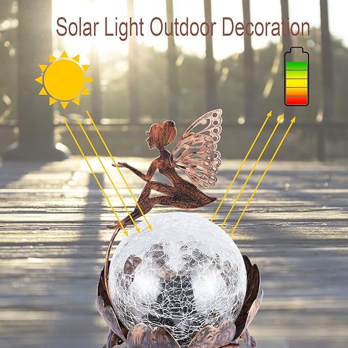 Solar Crackle Garden Statue Light, Outdoor Decor