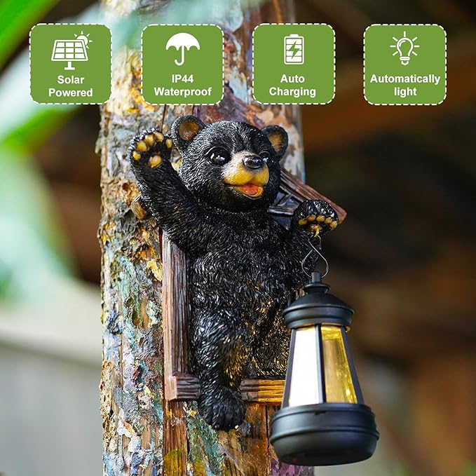 Solar Bear Garden Statue Light, Outdoor Decor