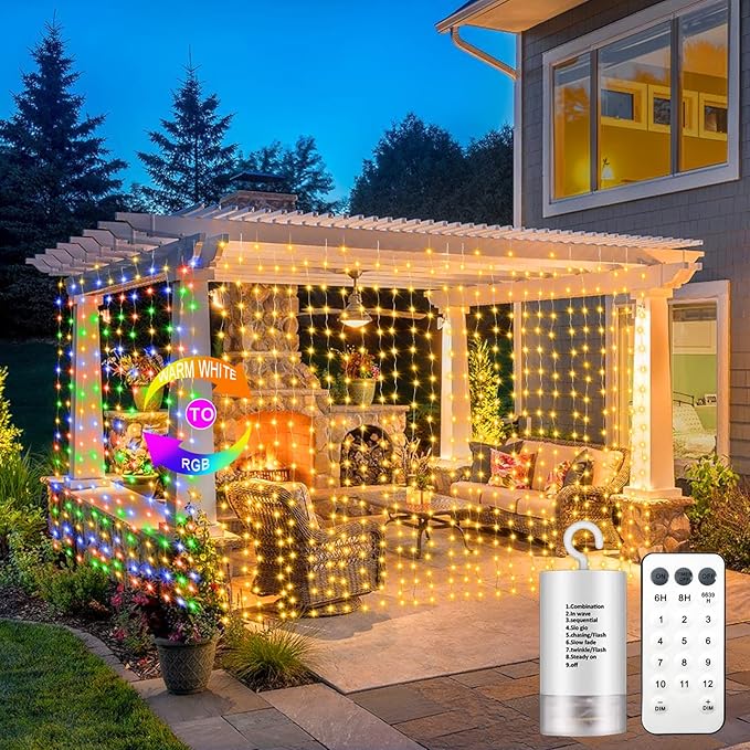 Outdoor String Lights, 8ft Warm White Waterproof LED