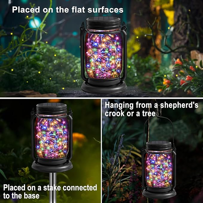 4-Pack Garden Solar Garden Lanterns, Rustic Waterproof LED