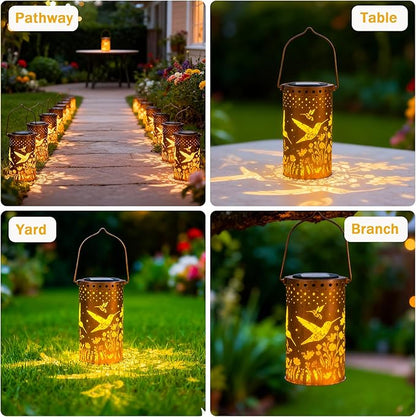 Hummingbird Solar Lanterns Outdoor Waterproof, Birthday Gifts for Women Mom Grandma, Hanging Solar Lights for Yard, Patio, Porch, Garden Decor, Christmas Gifts for Her/Him