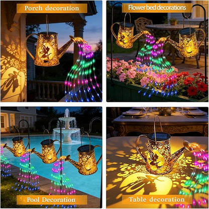 Solar Watering Can Lights, Fairy Gifts for Women Mom Grandma Birthday, Waterproof Outdoor Multicolor Garden Decor Large Hanging Solar Lantern Fairy Lights for Patio Porch Yard Flowerbed Pathway