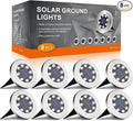 Solar Flat Disk Lights 8-Pack, Waterproof Walkway