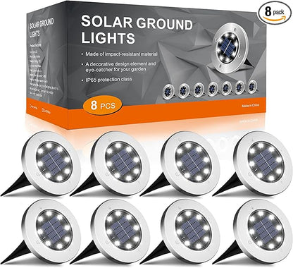 INCX Solar Lights for Outside,8 Pack Solar Light Outdoor Waterproof, Garden Lights Landscape Lighting for Patio Pathway Lawn Driveway Walkway White