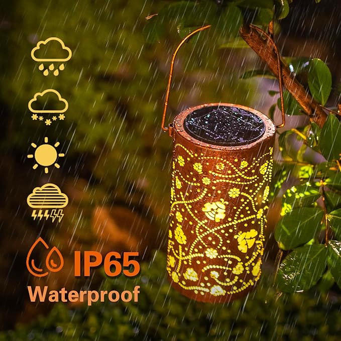 Ladybug Solar Lanterns Outdoor Waterproof Hanging Solar Lights Ladybug Gifts for Women Men Metal Decorative LED Ladybug Lanterns for Garden Decor,Yard,Patio,Lawn,Tabletop,Pathway,Landscape