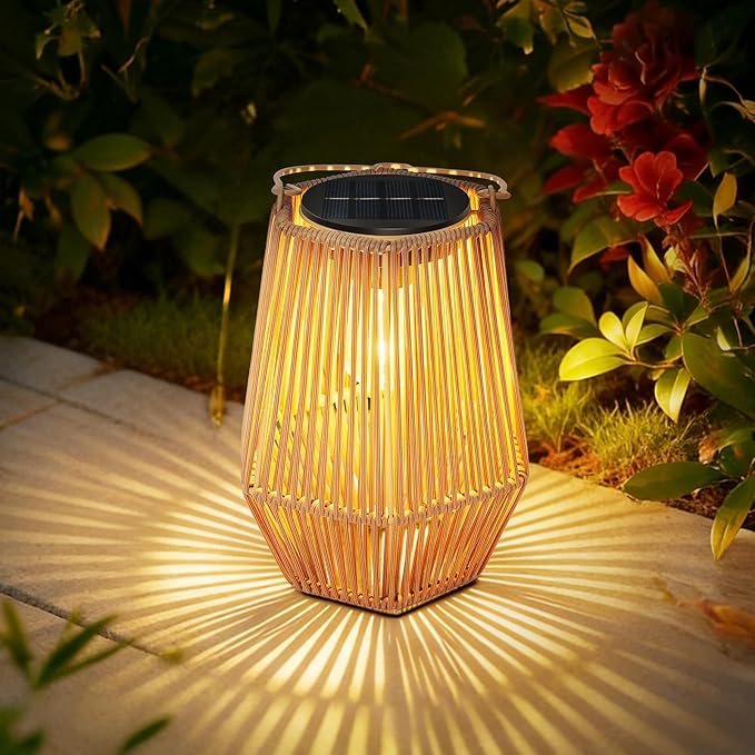 Solar Lanterns Outdoor Waterproof, Hanging Rattan Woven Solar Lights with Auto On/Off, Decorative Gifts for Garden, Yard, Patio, Tree, Porch, Lawn, Pathway & Outside Tabletop Decor