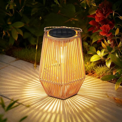 Solar Lanterns Outdoor Waterproof, Hanging Rattan Woven Solar Lights with Auto On/Off, Decorative Gifts for Garden, Yard, Patio, Tree, Porch, Lawn, Pathway & Outside Tabletop Decor