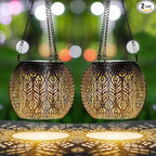 Backyard Solar Lantern Set 2-Pack, Elegant Yard Lighting