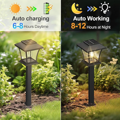 Sparkblaze 2 Pack Solar Pathway Lights Outdoor, LED Solar Yard Lights Dusk to Dawn Solar Garden Lights for Lawn, Walkway, Path & Landscape Lighting. (2, Warm White)