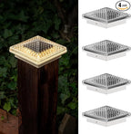 4-Pack Solar Post Cap Lights, Warm White Waterproof