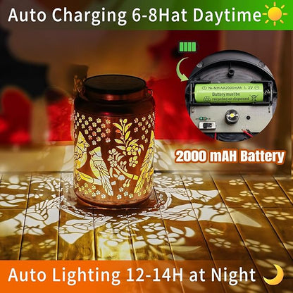 Cardinal Solar Lanterns Outdoor Waterproof, 14.6'' Large Lamps, Upgraded 2000mAH Battery, Metal Christmas Gift, Birthday Gifts for Women Mom Grandma, Garden Yard Patio Lawn Pathway Decor