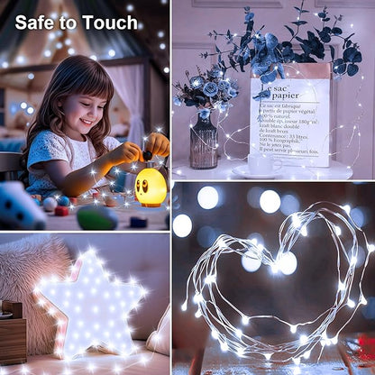 2-Pack 16ft Christmas LED String Lights, Waterproof Timer Lights