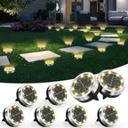 8-Pack Warm White In-Ground Solar Lights, Flat LED Driveway