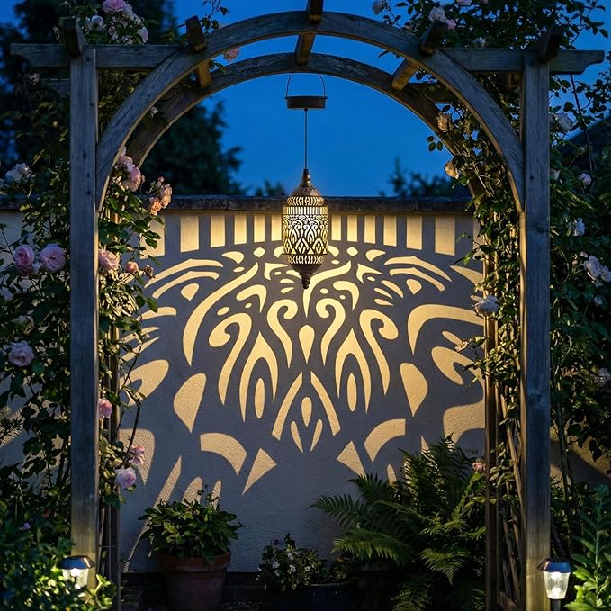 Moroccan Solar Hanging Lantern, Outdoor Pendant